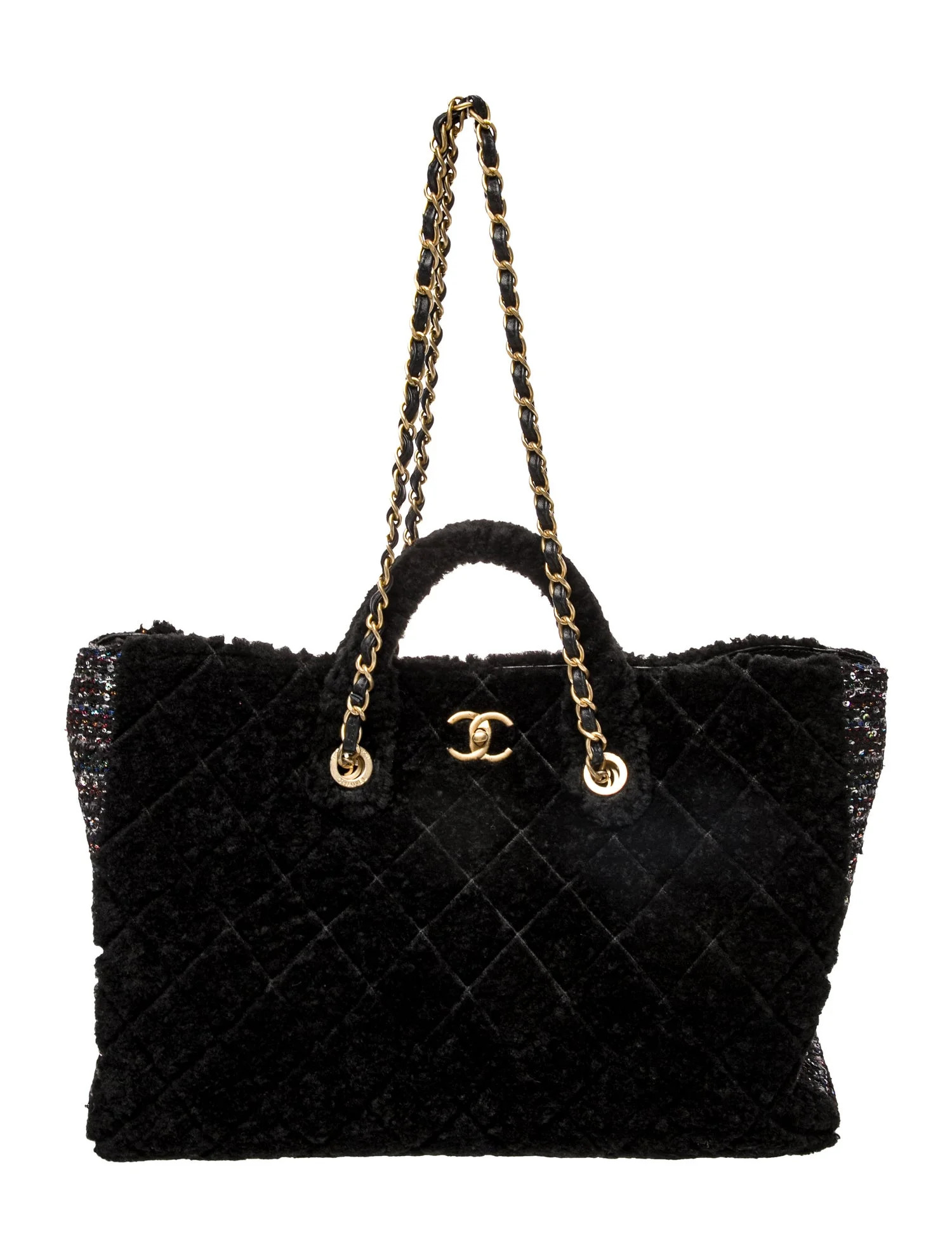 Shearling Fantasy Tweed Shopping Tote | The RealReal