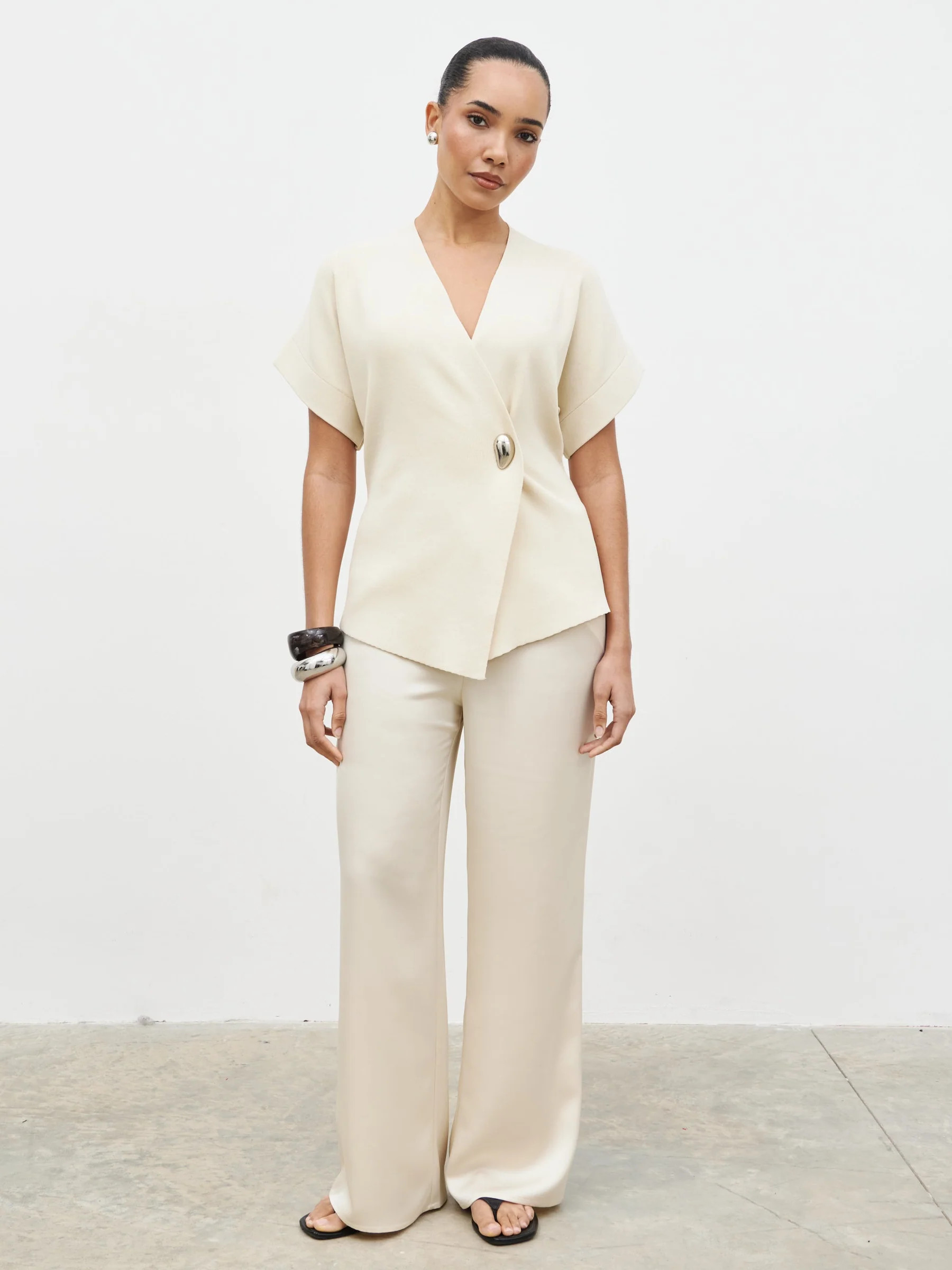 Solana Open Sleeve Trim Detail Knit Jacket | Pretty Lavish (UK)