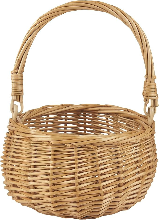 Small Wicker Flower Girl Basket with Handle Cute Easter Baskets Rustic Decorative Basket for Wedd... | Amazon (US)