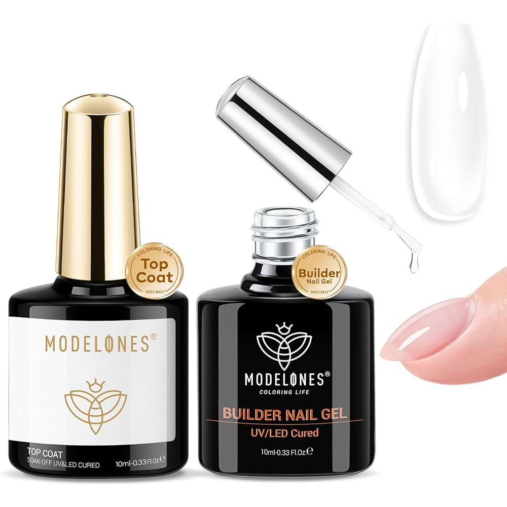 modelones Builder Nail Gel with Gel Top Coat, 8-In-One Clear Builder Acid Free Top Coat for Nail ... | Amazon (US)