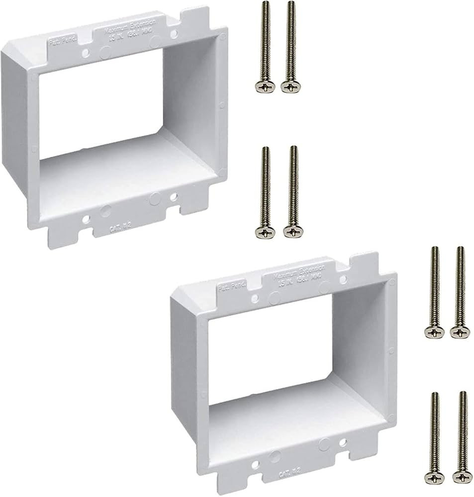 iMBAPrice BE2-2 (2-Gang) Electrical Power Outlet Box Extender - White, 2-Pack (Made in USA) | Amazon (US)
