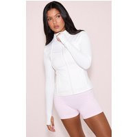 White Sculpted Seam Detail Gym Jacket | PrettyLittleThing US