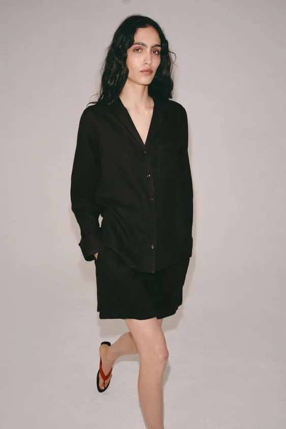 ZW COLLECTION LINEN SHIRT WITH POCKET | Zara UK