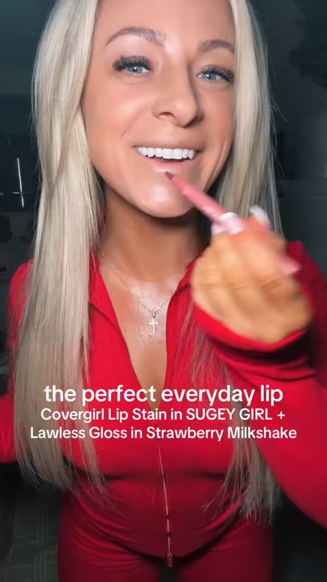 Covergirl lip stain in sugey girl + lawless gloss in strawberry milkshake 