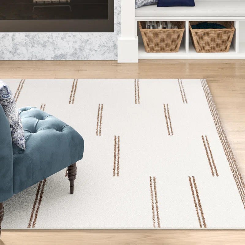 Roika Performance Geometric Ivory Rug | Wayfair North America