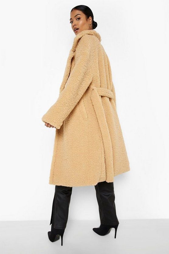 Tall Teddy Faux Fur Belted Coat | Boohoo.com (US & CA)