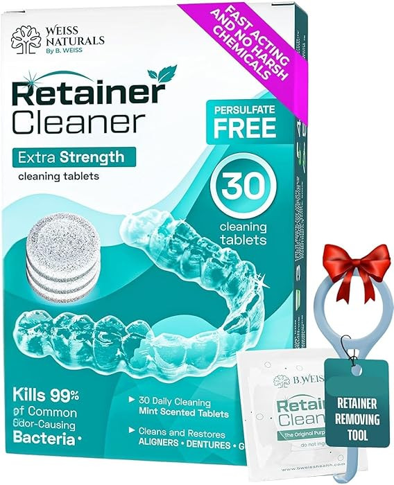 Weiss Naturals Retainer Cleaner Tablets, Invisalign Cleaner, Remove Stains, Odors & Plaque, PERSU... | Amazon (US)