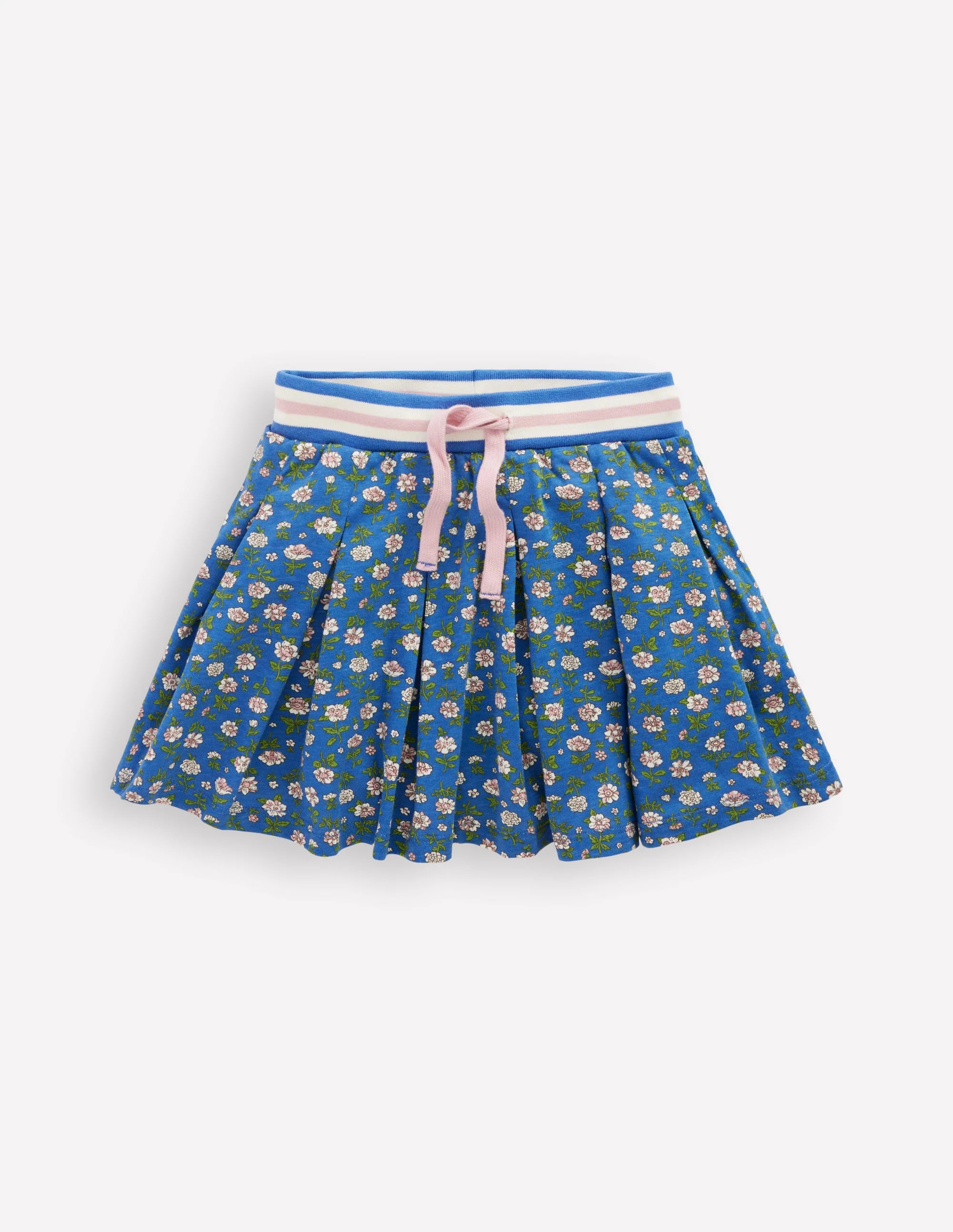 Pleated Jersey Skort-Pink Stripe Strawberries | Boden (US)