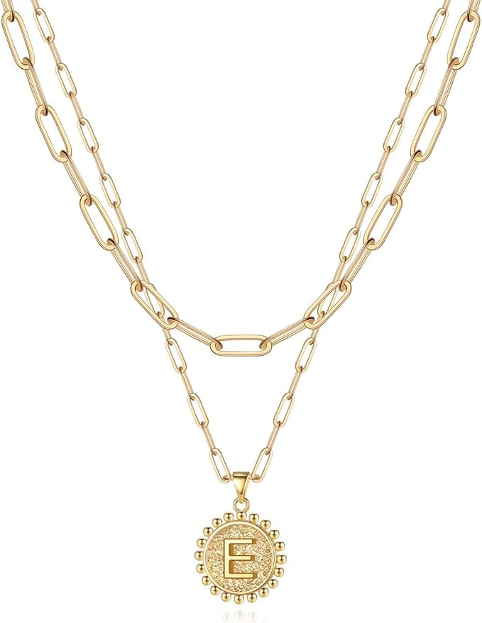 Yoosteel Gold Initial Necklaces for Women Girls, 14K Gold Plated Dainty Layering Paperclip Link C... | Amazon (US)