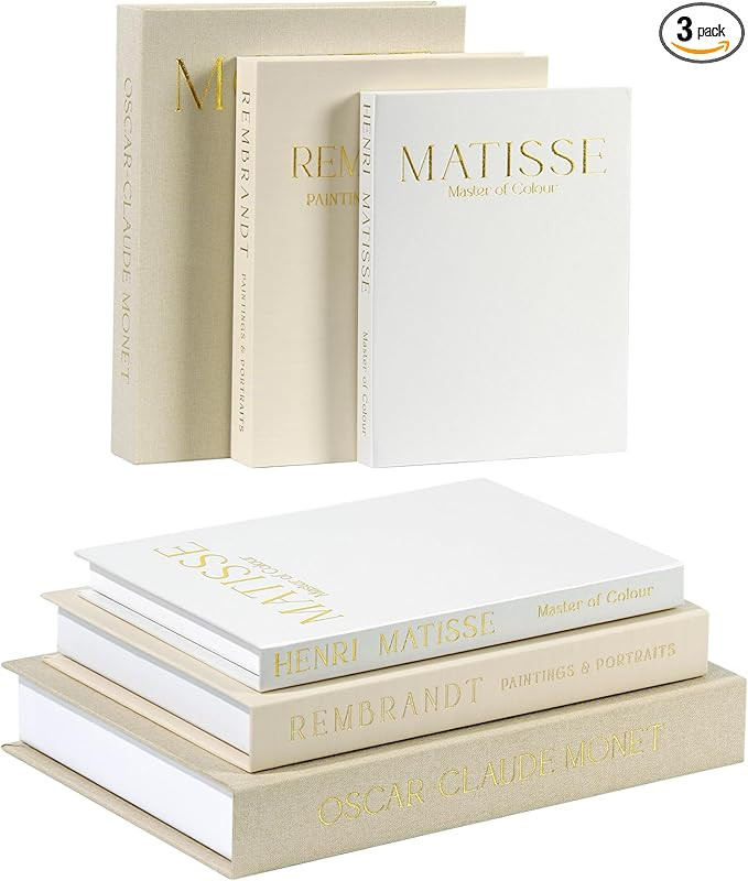 WOPIPAL Set of 3 Decorative Books for Home Decor, Linen Faux Books for Coffee Table, Bookshelf or... | Amazon (US)