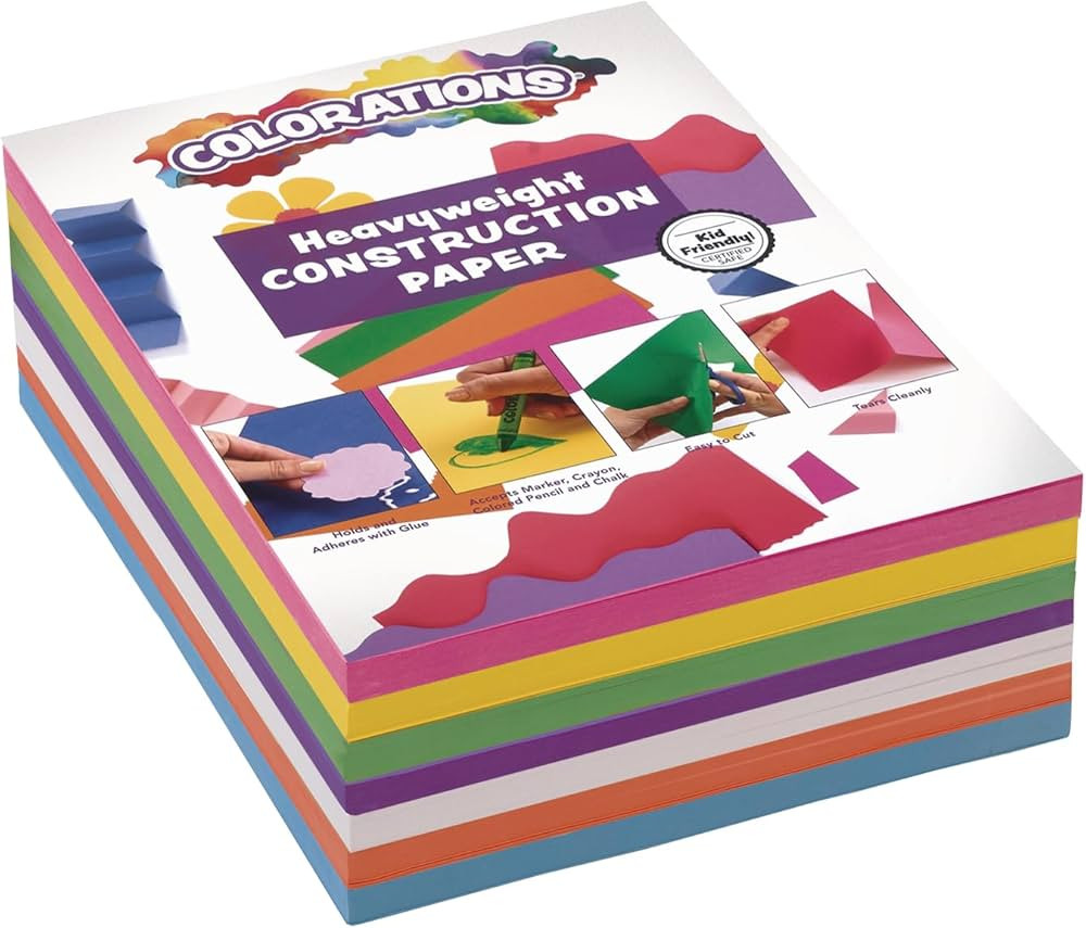Colorations Construction Paper for Kids - 7 Bright Colors - 600 Bulk Sheets of 9"X12" - Assorted ... | Amazon (US)