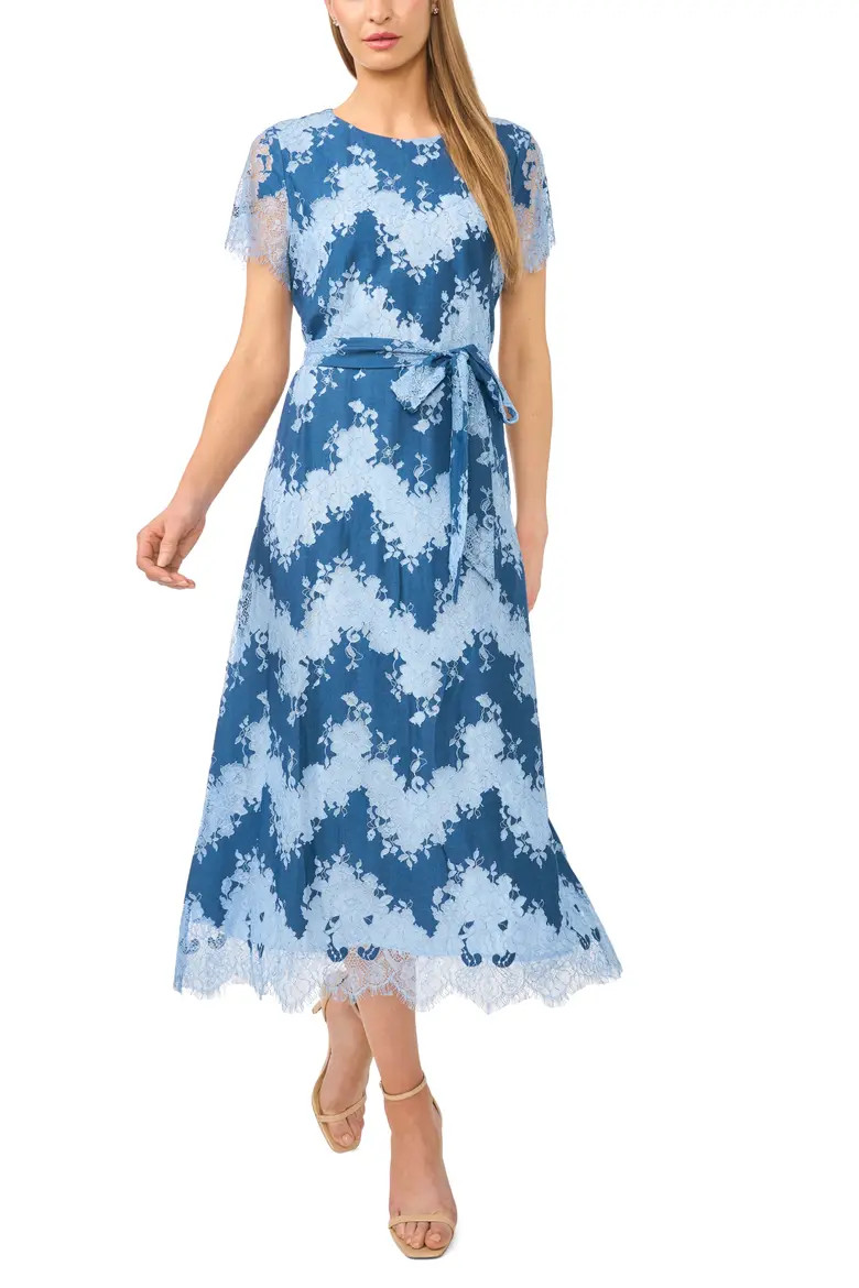 Tie Waist Lace Midi Dress (Women) | Nordstrom | Nordstrom