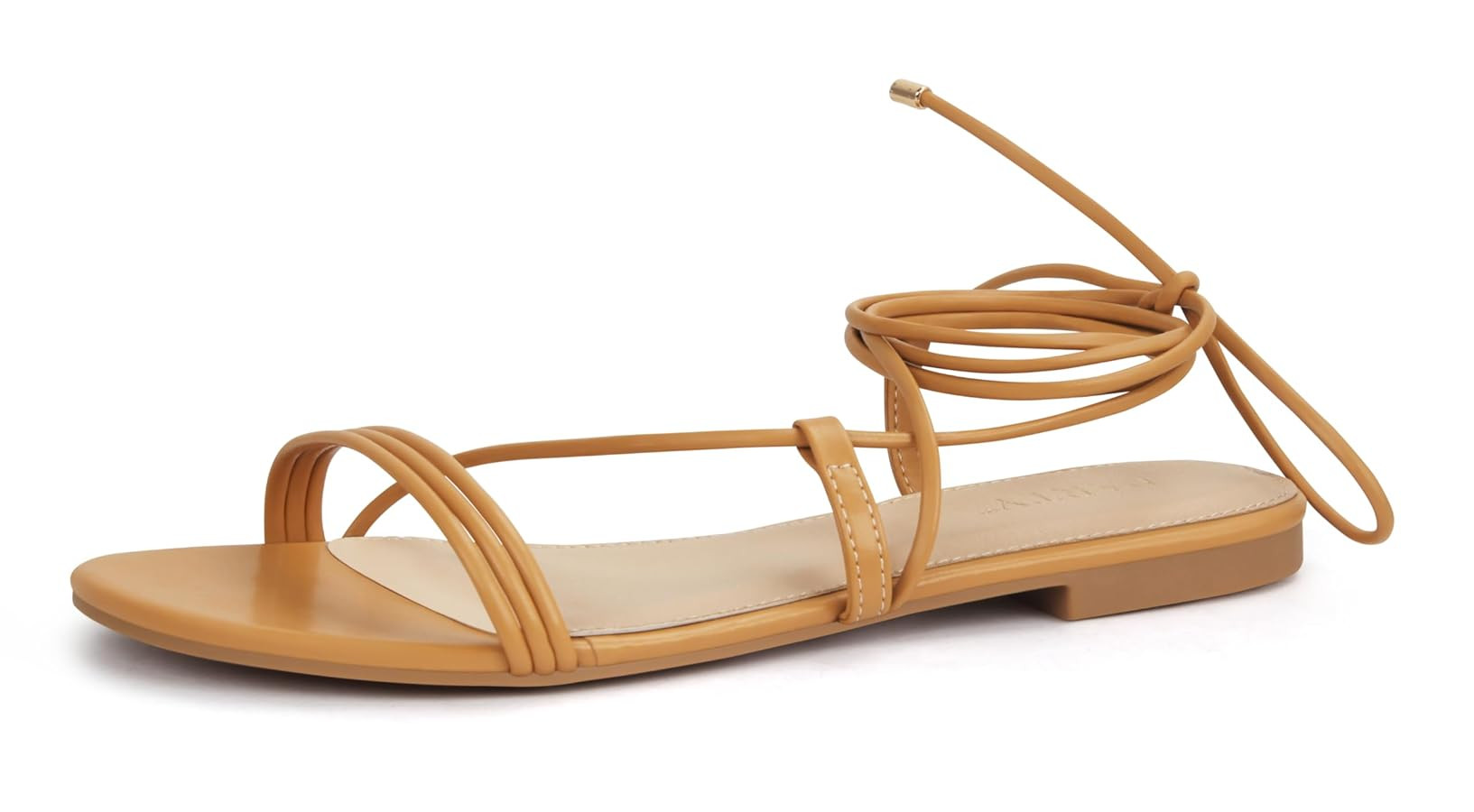 PARTY Women's Strappy Sandals Lace Up Flats Tie Up Open Toe Ankle Strap Shoes | Amazon (US)