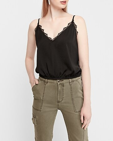 Lace Banded Bottom Cropped Cami | Express