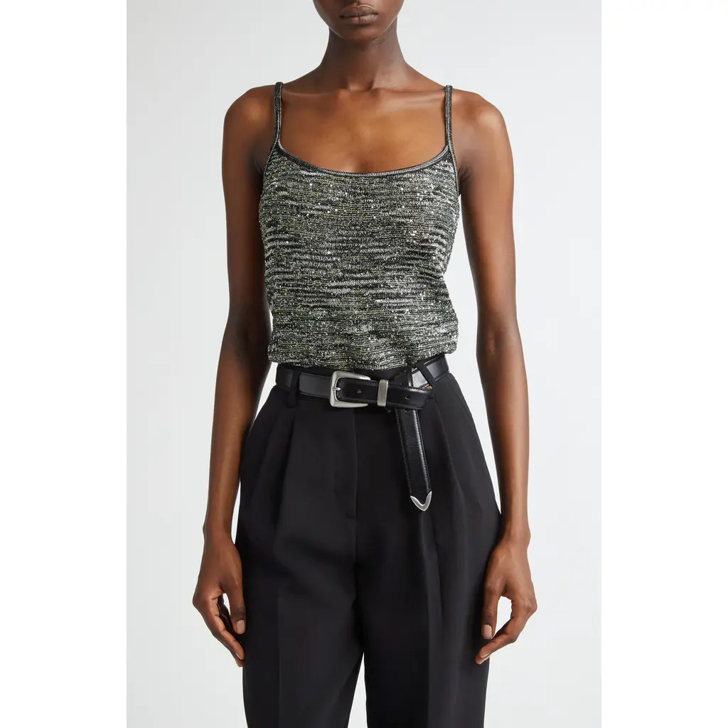 Missoni Space Dye Stripe Knit Camisole in Space Dyed Black/Green at Nordstrom, Size 6 Us | Nordstrom