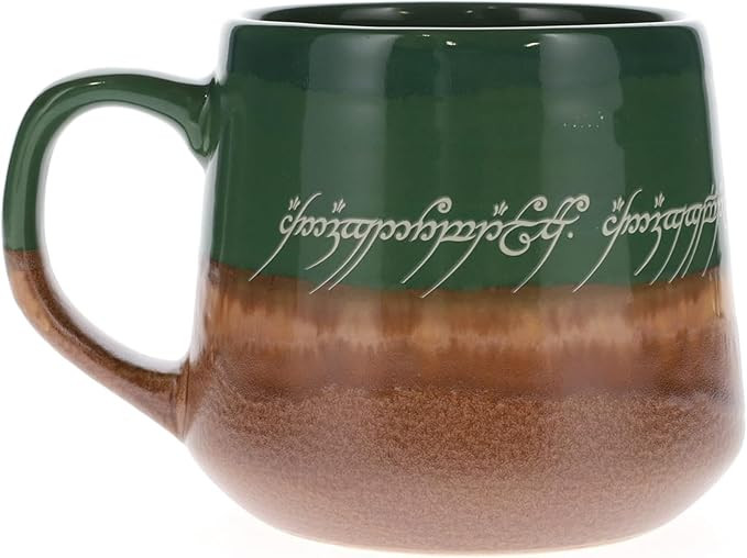 Silver Buffalo Lord of The Rings Elven Text High Gloss Reactive Glaze Tapered Pottery Mug,18 Ounc... | Amazon (US)