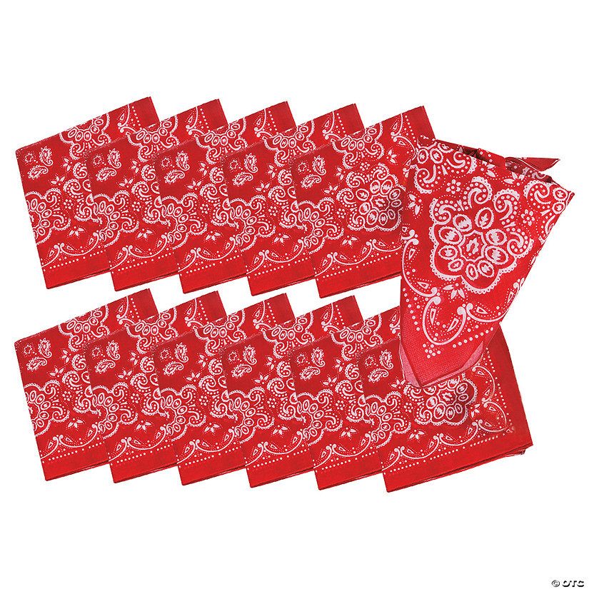 20” x 20” Western Classic Red Polyester Bandanas - 12 Pc. | Oriental Trading Company
