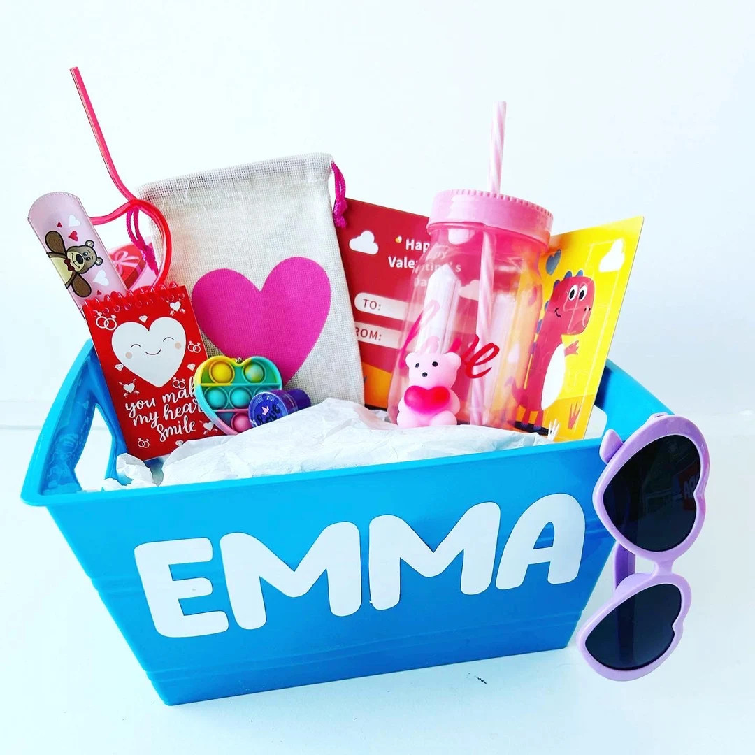 Personalized Valentine's Day Baskets for Kids - Pre-Filled, Easy & Fun Gift to Mail to Family and... | Etsy (US)