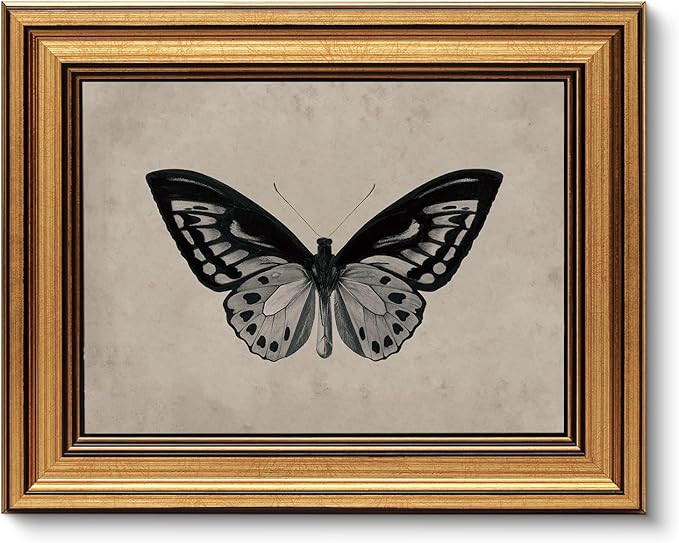 VIYYIEA Vintage Gold Framed Wall Art for Living Room, Black Butterfly Canvas Prints Home Decor, H... | Amazon (US)