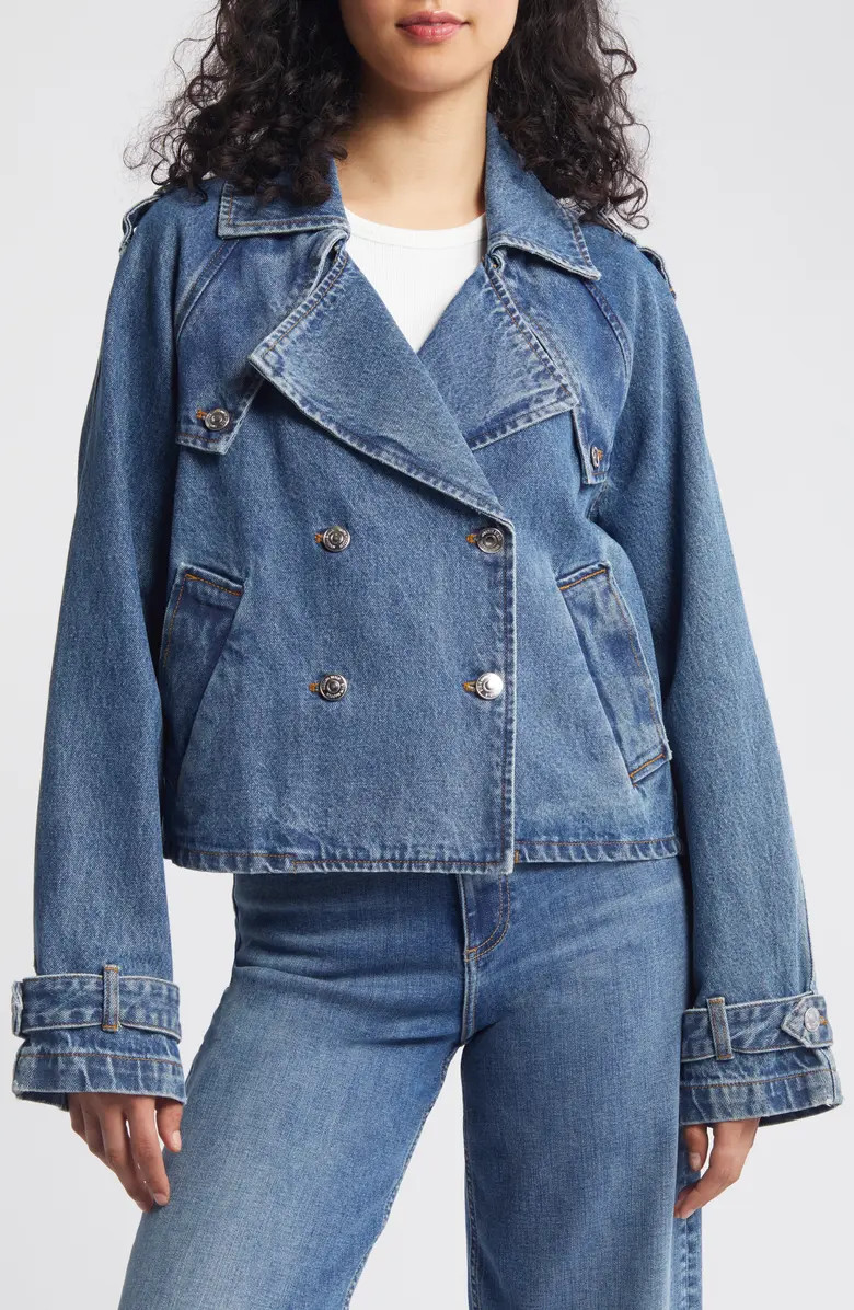 Steve Madden Sirus Crop Denim Trench Coat | Nordstrom | Nordstrom