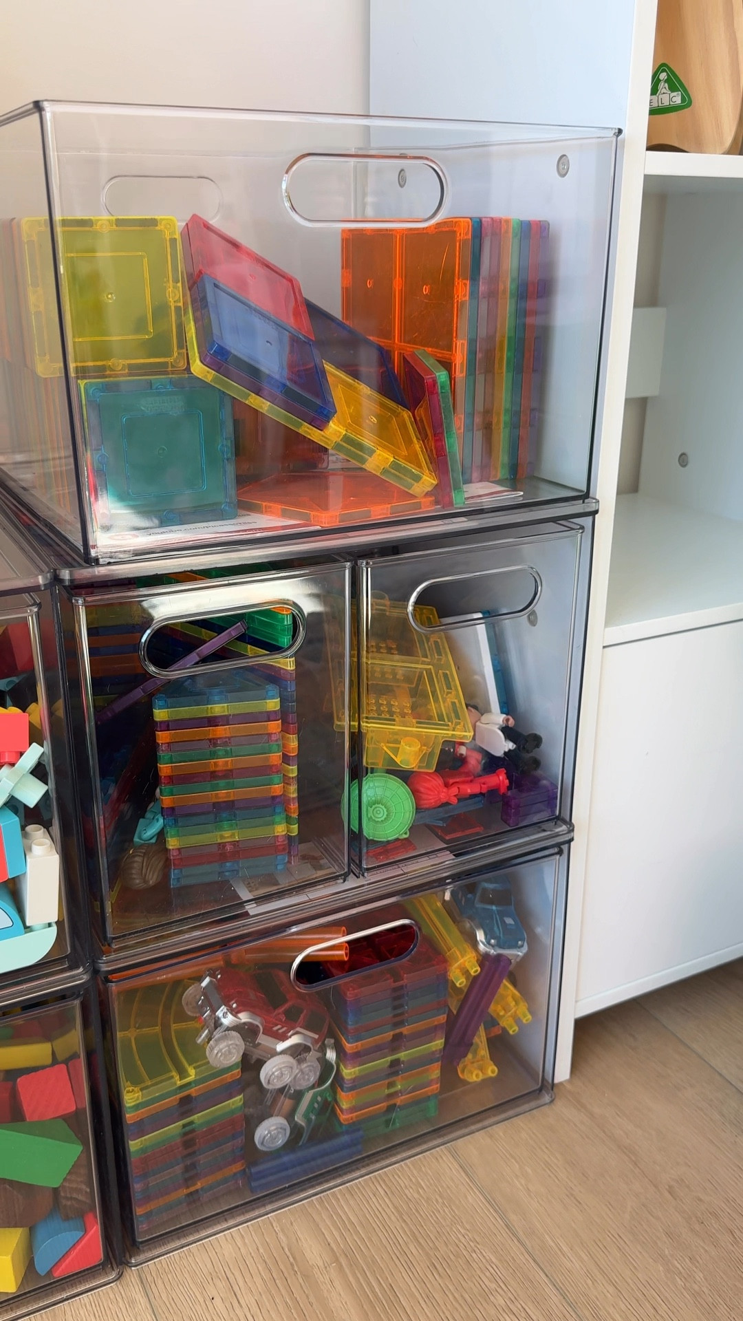 🧲✨ All The Magnetic Tiles

We may or may not have way too many magnetic tiles. 🫣 But, to be fair, they are a favorite toy around here. 

I used to stash ours in a giant, messy bin, and let me tell you, finding the right pieces was a battle. 

I switched things up and decided to use my favorite acrylic organizers from Target. ✨ I’m now calling these “magic bins” because they’re perfect for literally everything! 

I love that I could put all of the car track tiles together in one drawer. 

👇 How do you tackle toy organization? Got any tips or must-have helpers? Drop them in the comments!

#OrganizedHome #ToyStorageSolutions #TargetFinds #MagneticTiles #PlayroomOrganization

#LTKKids #LTKVideo #LTKHome