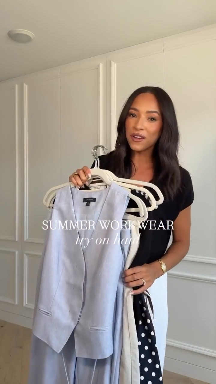 50% OFF everything + free shipping 🤍 Chic workwear for summer that won’t break the bank! Sizing details below 👇🏽

Linen blend tank top - size S 
Polka dot pants - size 2
Pleated stripe midi dress - size 2
Tie waist vest - size 2 
Pleated wide leg pant - size 2
V-neck sweater top - size S
White linen skirt - size 4

summer outfit, summer fashion, summer style, summer sale, Ann Taylor sale, workwear, work outfit, office outfit, business casual, mom outfit, postpartum outfit

#LTKWorkwear #LTKSaleAlert #LTKootd