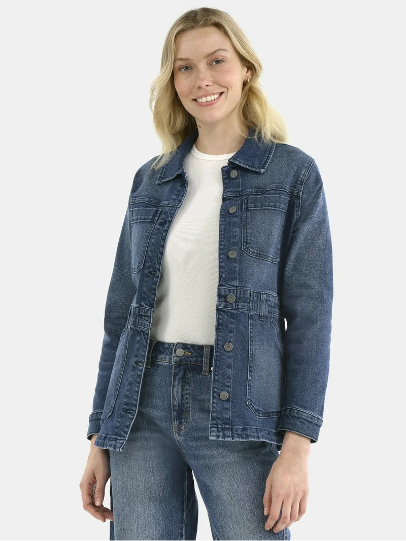 Time and Tru Women's Denim Utility Jacket, Sizes XS-XXXL | Walmart (US)