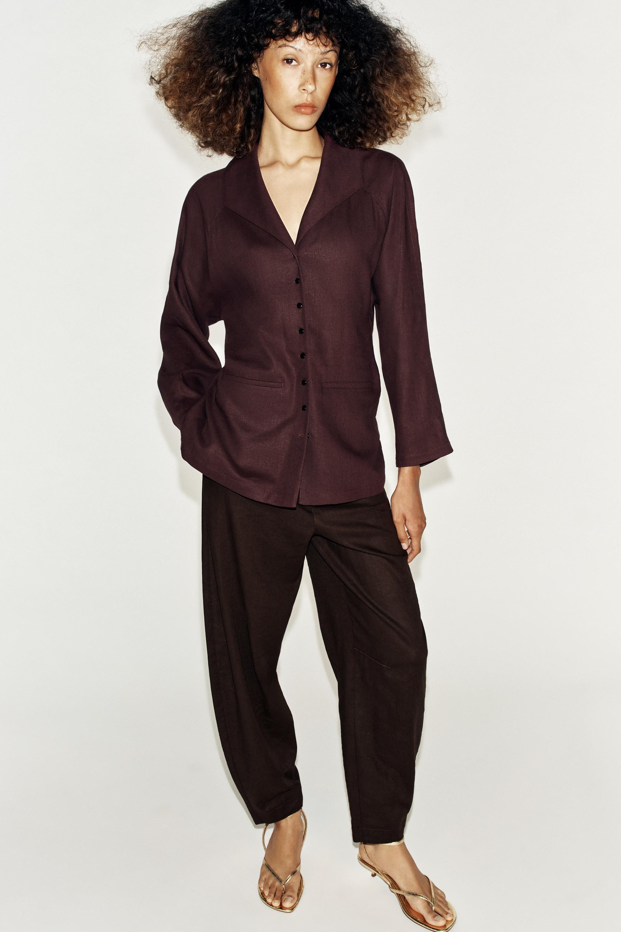 LINEN BLEND JACKET WITH BACK PLEAT | Zara UK