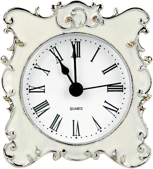 NIKKY HOME Pewter Pretty Small and Cute Vintage Table Clock with Quartz Analog Crystal Rhinestone... | Amazon (US)