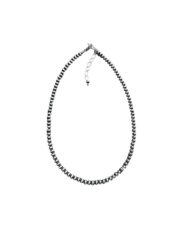 4mm Sterling Silver Oxidized Pearl Bead Necklace Southwestern everyday wear Navajo Style | Amazon (US)