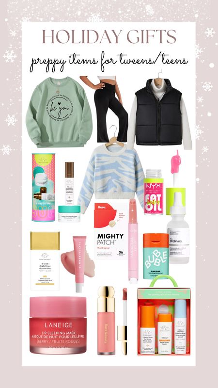 Holiday Gift Ideas | Preppy Items for teens and tween girls. Everything from skincare from Ulta and Sephora to clothes from Shein #preppy 

#LTKbeauty #LTKfindsunder50 #LTKGiftGuide