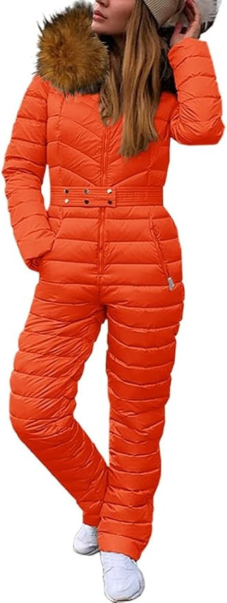 Cicy Bell Women's Onesies Ski Suits Winter Outdoor Sports Jumpsuit Fur Collar Coat Waterproof Win... | Amazon (US)