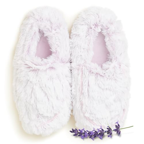 warmies Microwaveable House Slippers for Women - Womens Shoe Sizes 6-10 - Plush, Soft & Fuzzy Indoor Slippers with Backs & Non-Slip Memory Foam Soles - Cozy Warm Ladies Slipper for Winter - Lavender | Amazon (US)
