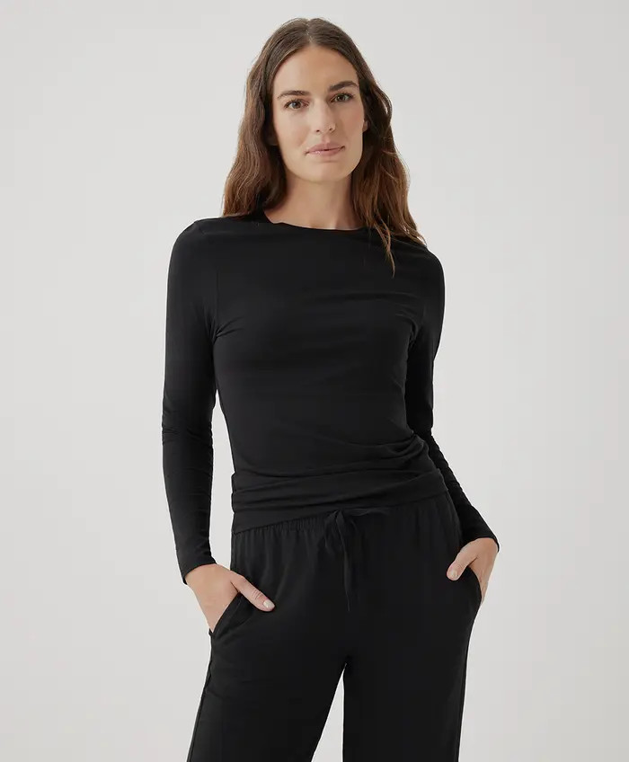 Pact Organic Cotton Cool Stretch Fitted Long Sleeve Tee | Nordstrom | Nordstrom