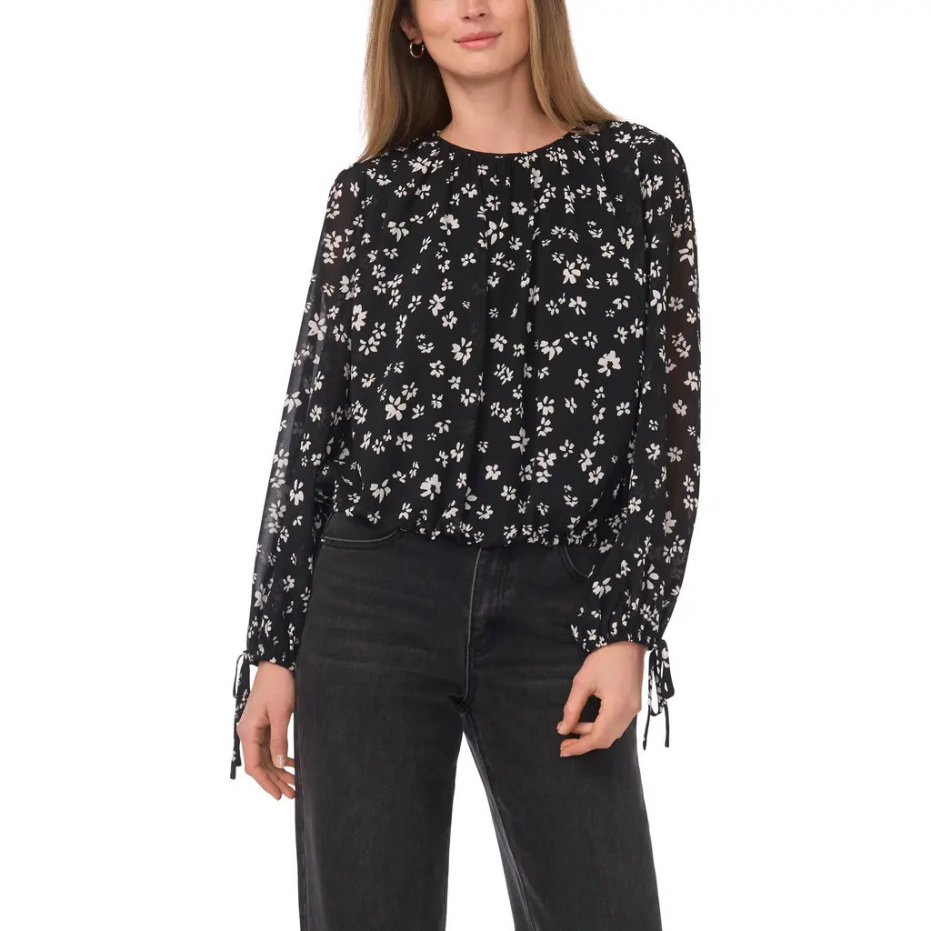 Parker Long Sleeve Floral Top in Rich Black at Nordstrom Rack, Size Xx-Small | Nordstrom Rack