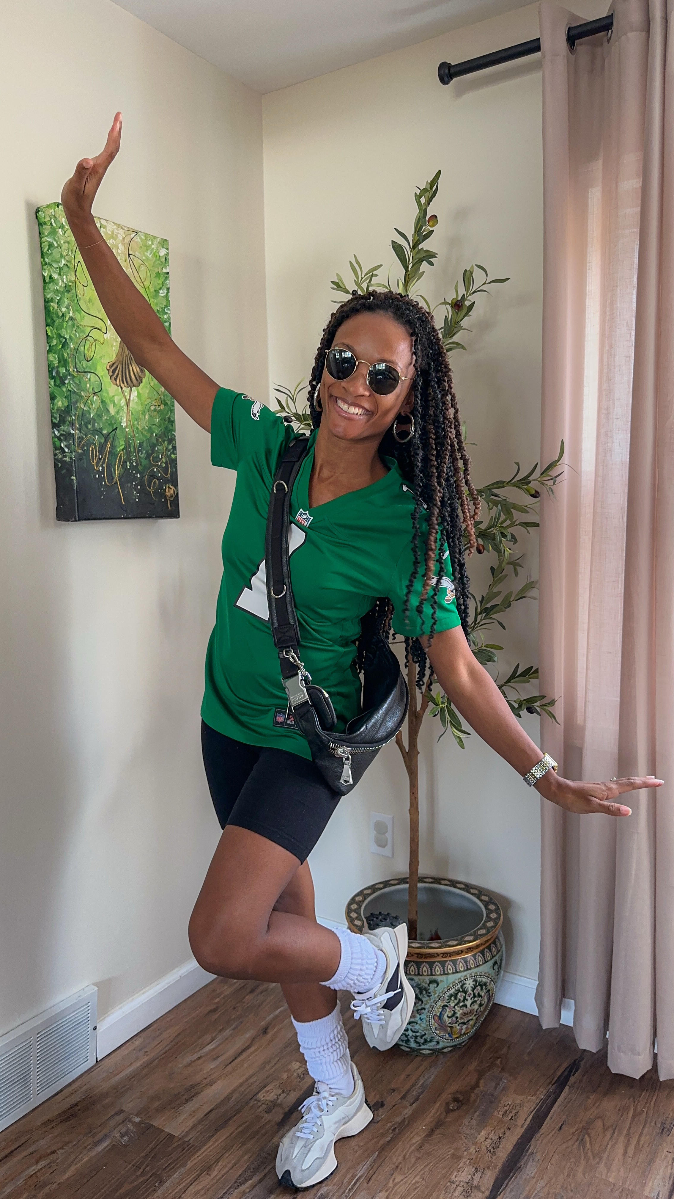 Warmer weather Philadelphia Eagles Super Bowl outfit idea