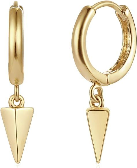 MYEARS Women Gold Huggie Hoop Earrings Clam Shell Hollow Star Cross Lightning Lock Spike Dangle D... | Amazon (US)