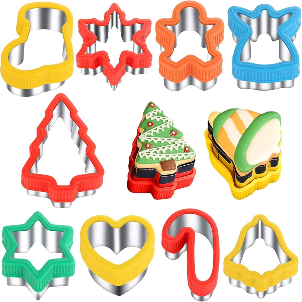 Christmas Cookie Cutters 2" to 3.5" Cookie Cutters 9 Pieces Cookie Cutters Christmas Shapes | Amazon (US)