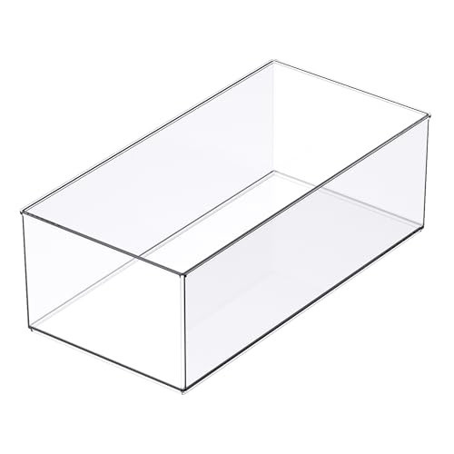 Simply Tidy 12" x 6" Clear Stacking Storage Bin - Stackable Plastic Organizer for Desk, Crafting, and Office Supplies - 1 Pack | Amazon (US)