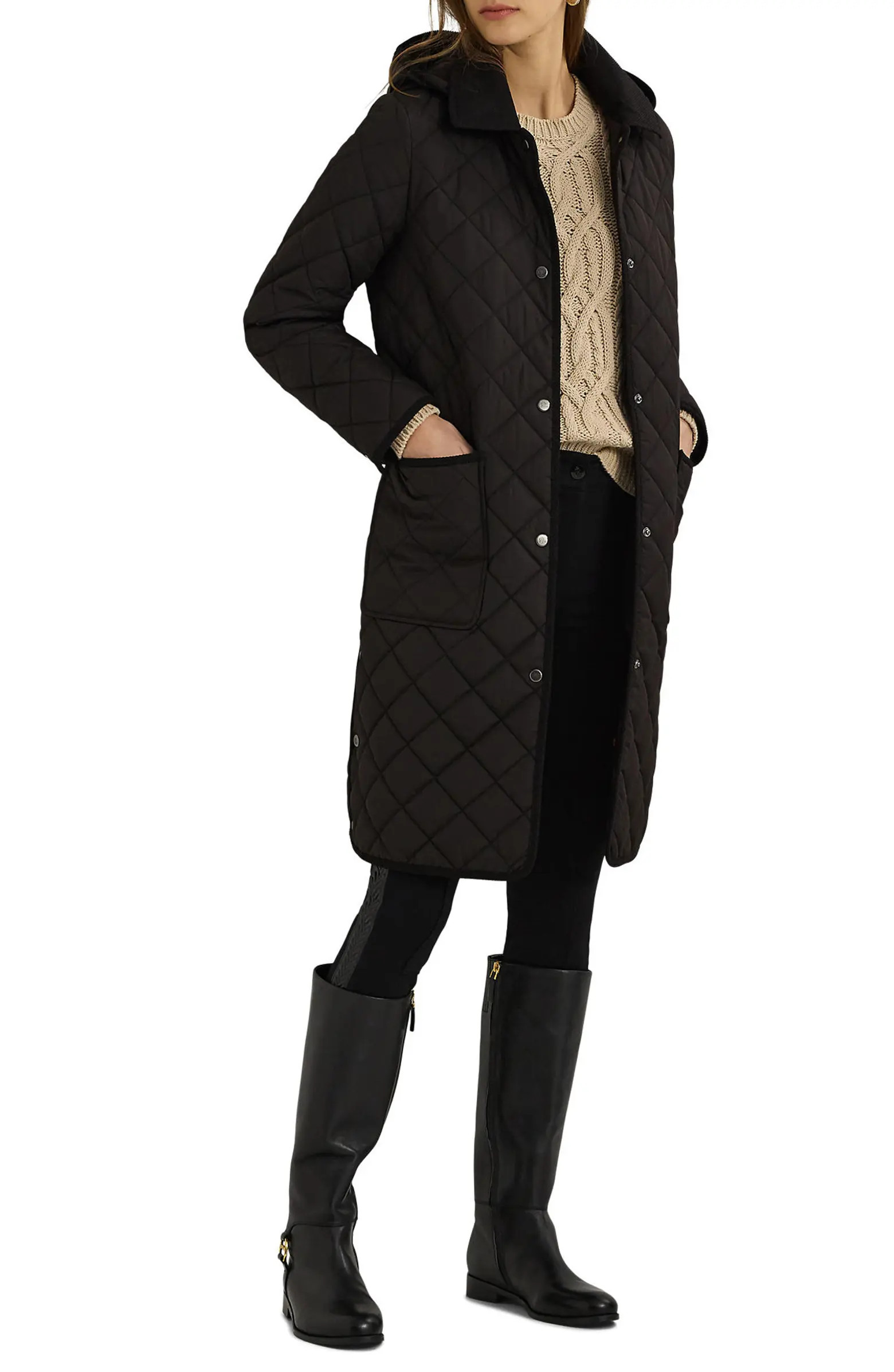 Lauren Ralph Lauren Hooded Longline Quilted Jacket | Nordstrom | Nordstrom