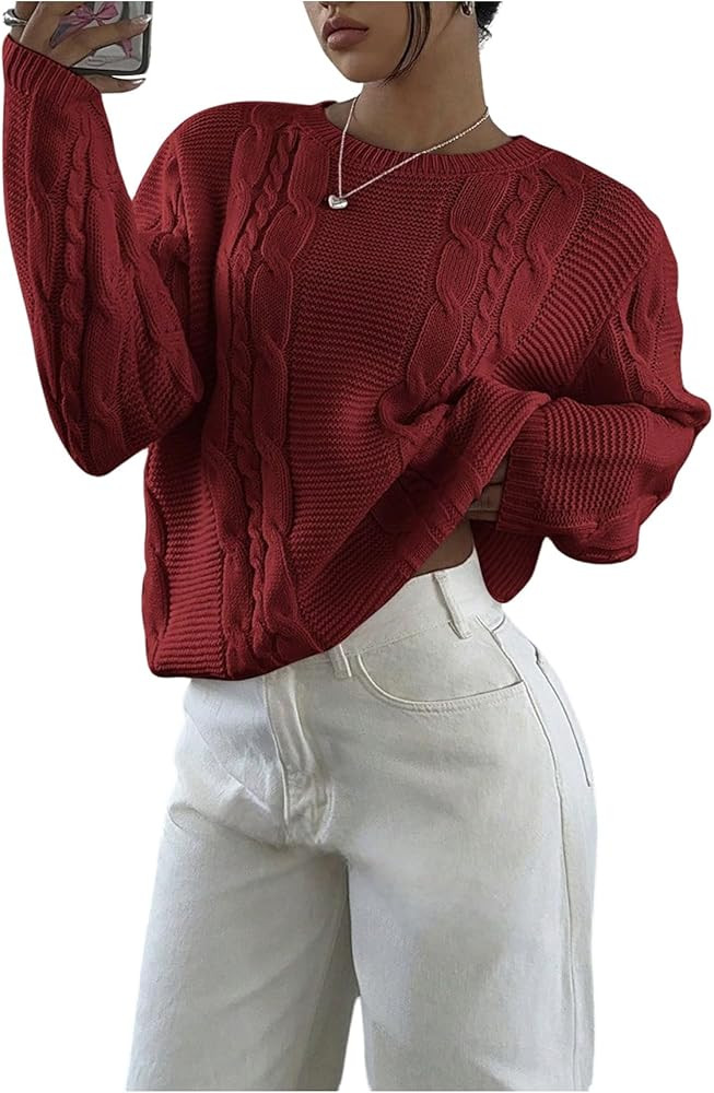 Verdusa Women's Oversized Cable Knit Chunky Cardigan Sweaters Cozy Loose Knit Tops Fall Sweaters ... | Amazon (US)