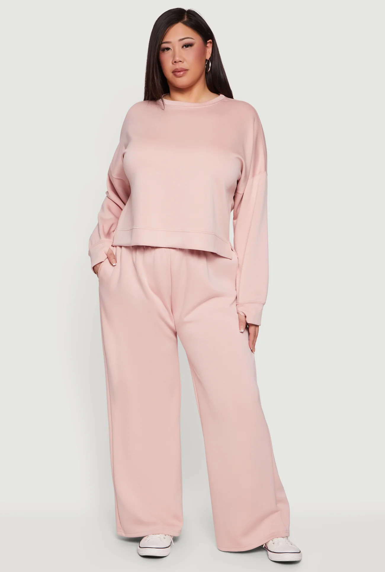 Plus Size Pull On High Waisted Wide Leg Sweatpants | Rainbow Shops