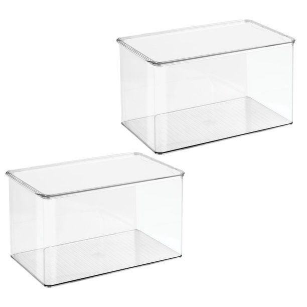 mDesign Stackable Bathroom Storage Box with Lid - Container for Organizing Hand Soaps, Body Wash,... | Walmart (US)