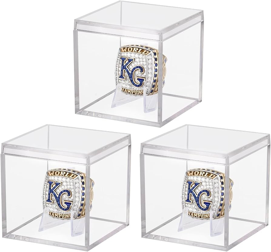 Championship Ring Display Case 3pcs Clear Acrylic Plastic Golf Ball Display Case Small Showcase w... | Amazon (US)