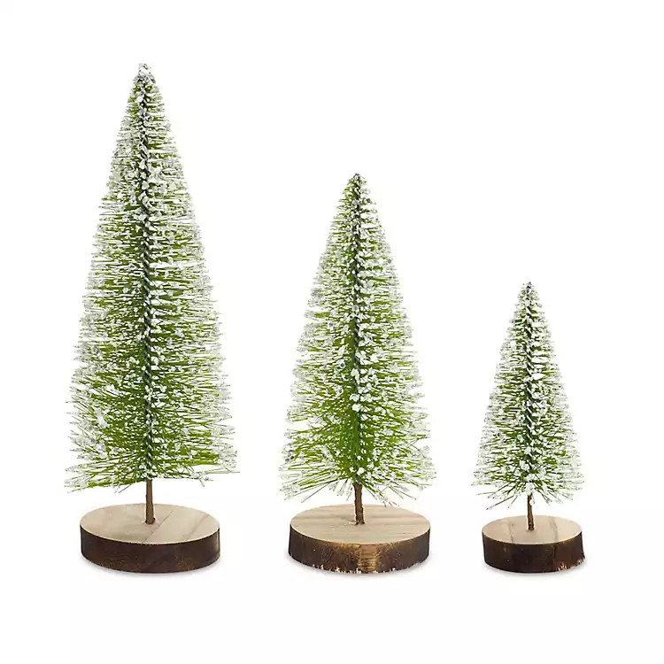 Frosted Bottle Brush Mini Trees, Set of 12 | Kirkland's Home