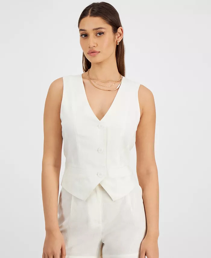Women's Selene V-Neck Three-Button Vest | Macy's
