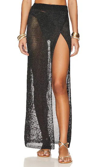 Keva Wrap Maxi Skirt in Black | Revolve Clothing (Global)