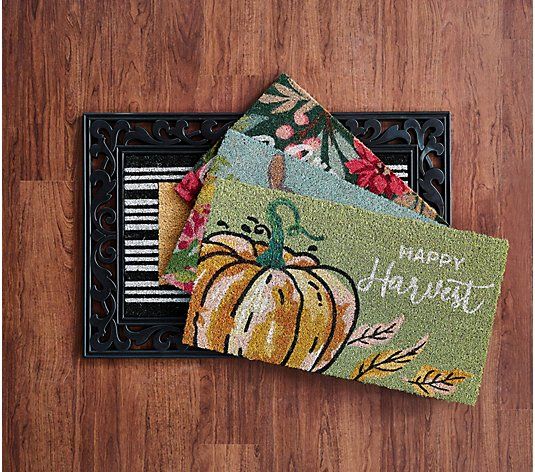 Home Reflections S/4 Seasonal Doormats with Decorative Base | QVC