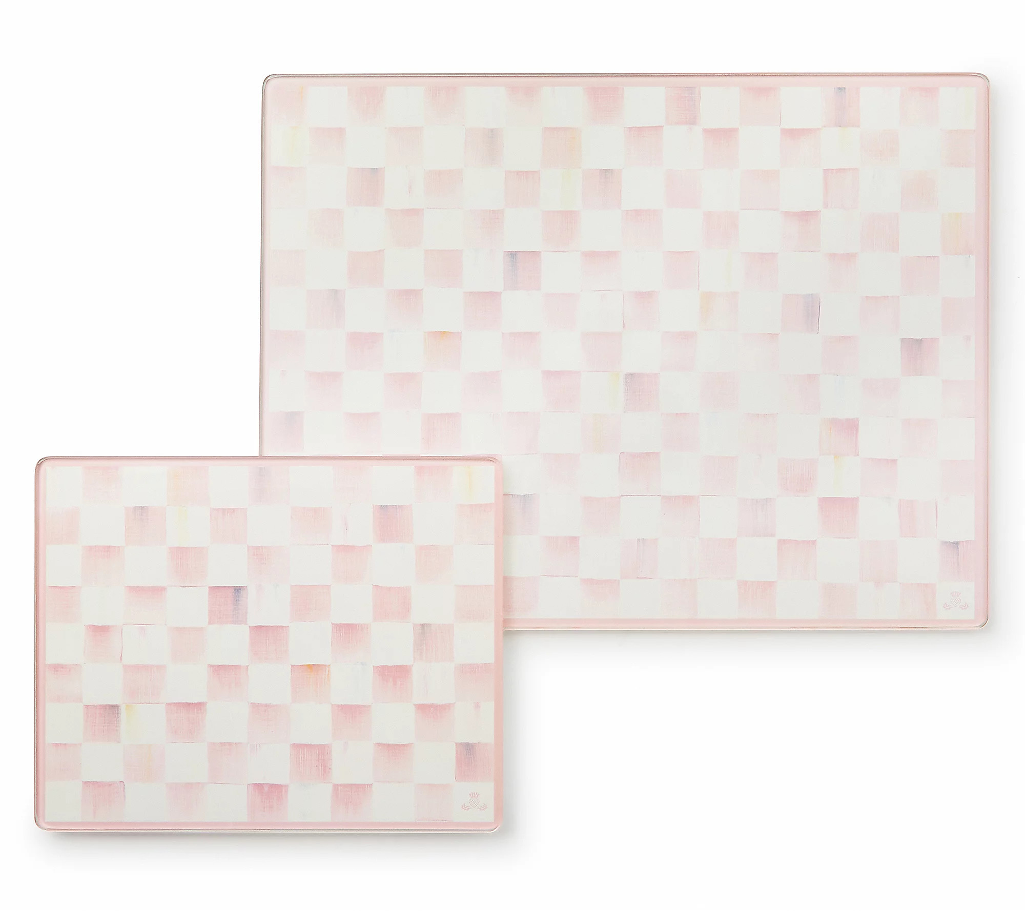 MacKenzie-Childs Set of 2 Rosy Check Glass Cutt ng Boards | QVC