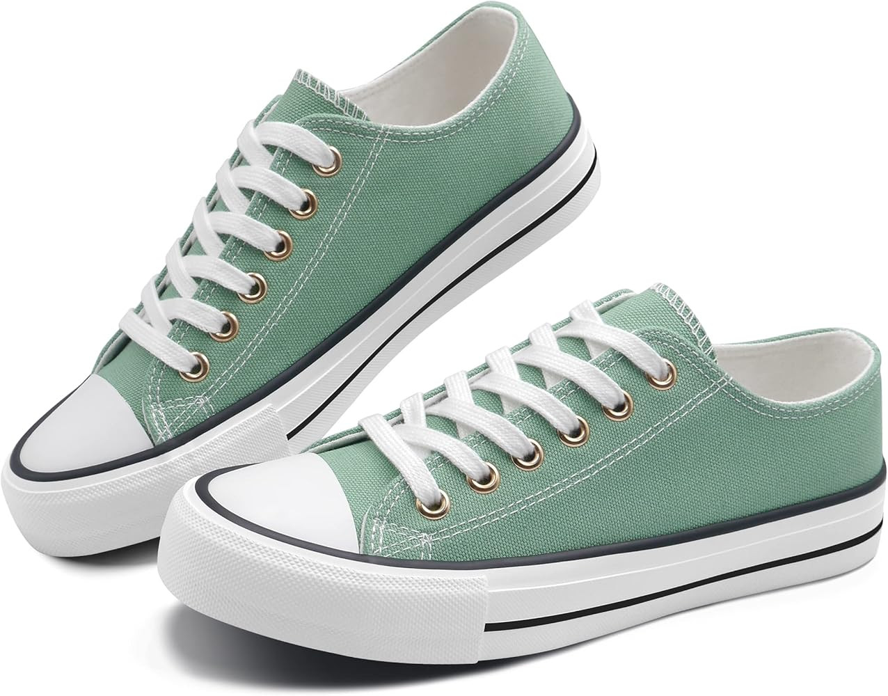 ANTLULU Womens Canvas Shoes Low Top and Lace up Fashion Casual Sneakers Black and White Classic | Amazon (US)